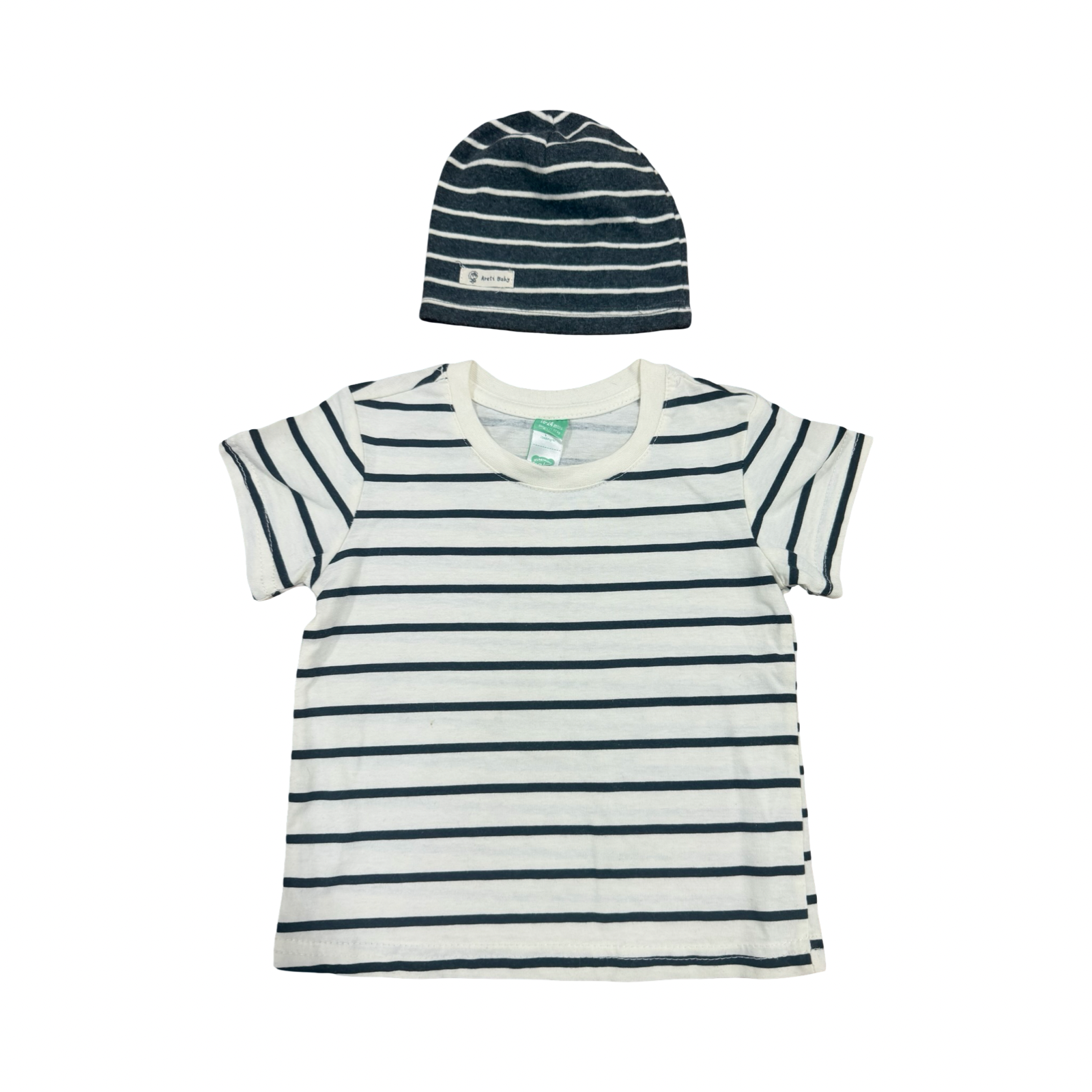 18-24M White & Black T-Shirt with Beanie - Ackermans / Areti Baby