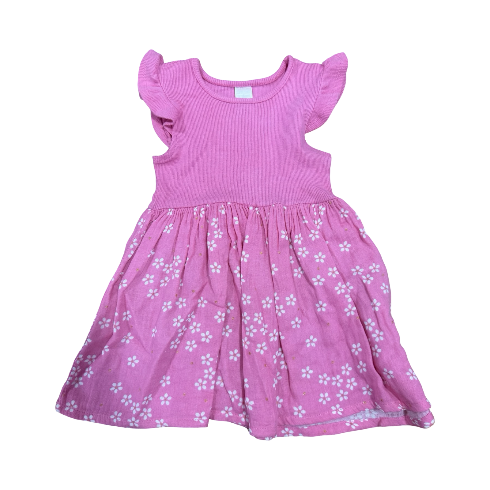 18-24M Pink Daisy Cotton Dress - Tiny Tots