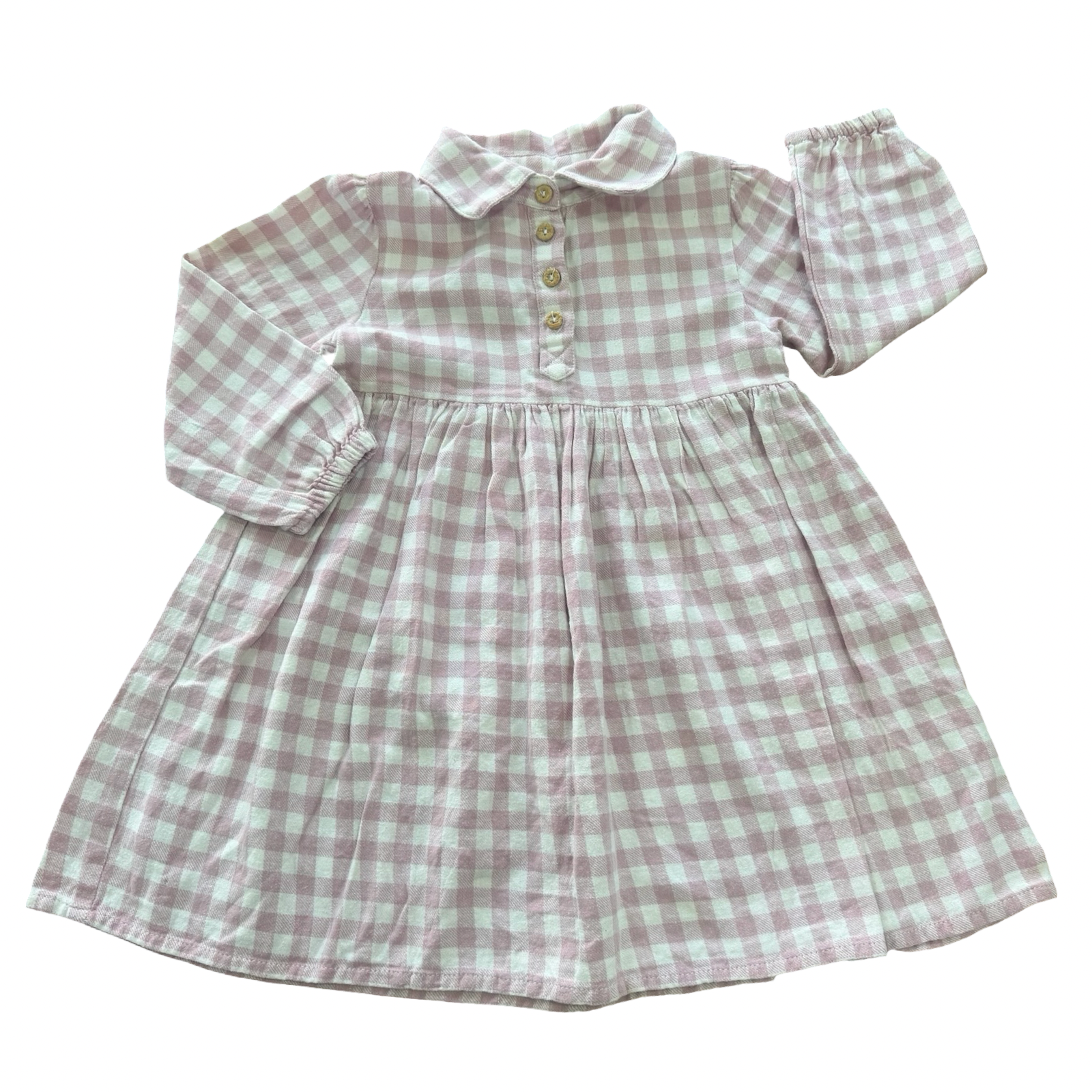 3-4Y Pink & White Gingham Cotton Dress - Keedo