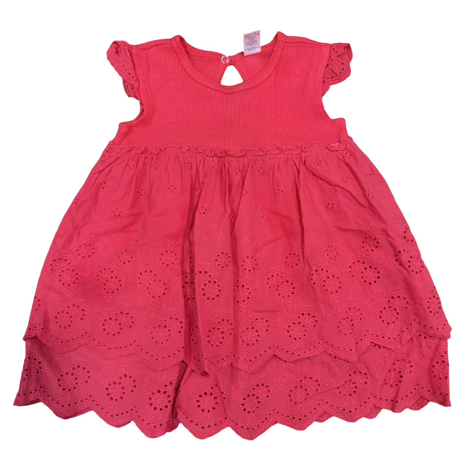 18-24M Red Cotton & Lace Dress - Tiny Tots