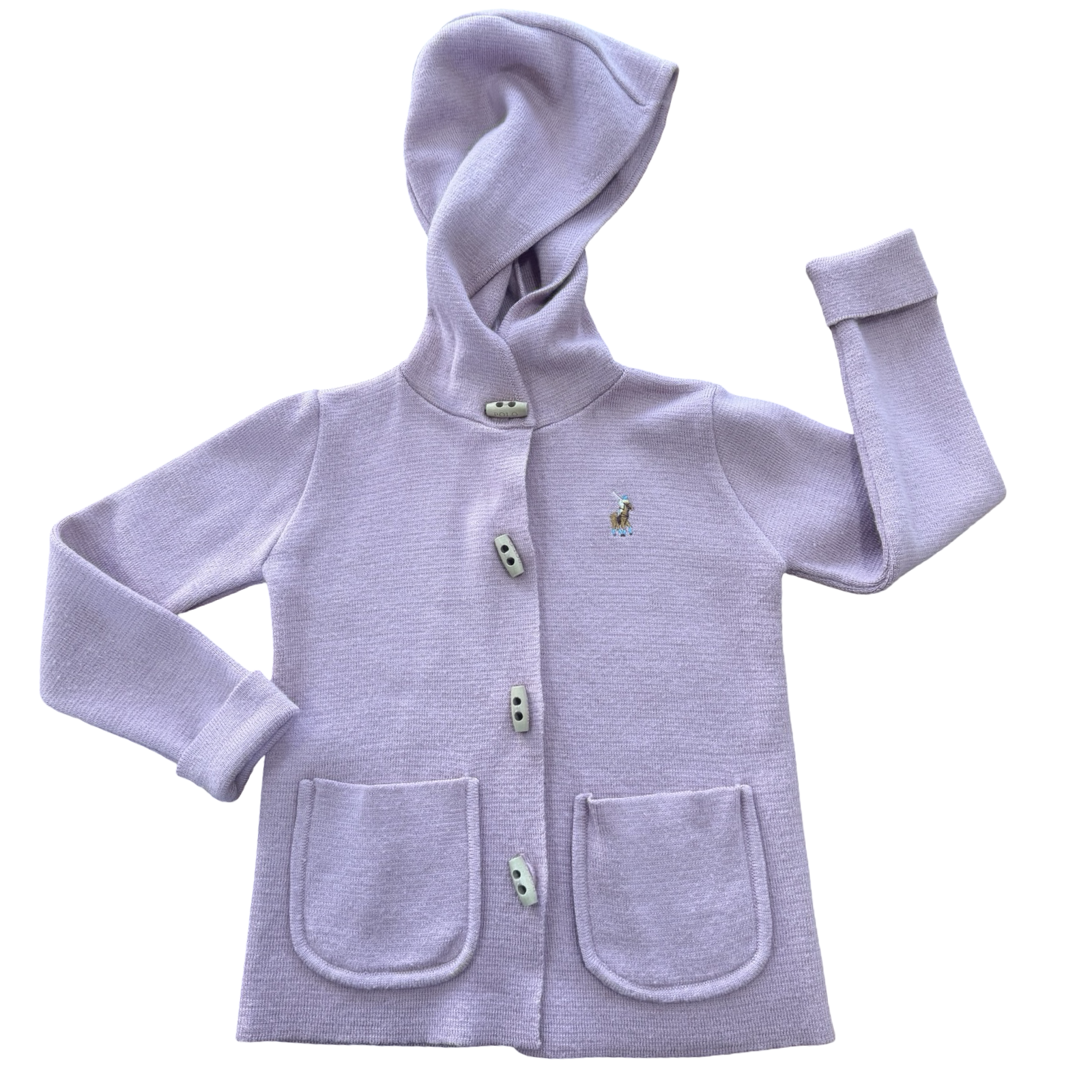 3-4Y Pink Knitted Hooded Cardigan - Polo