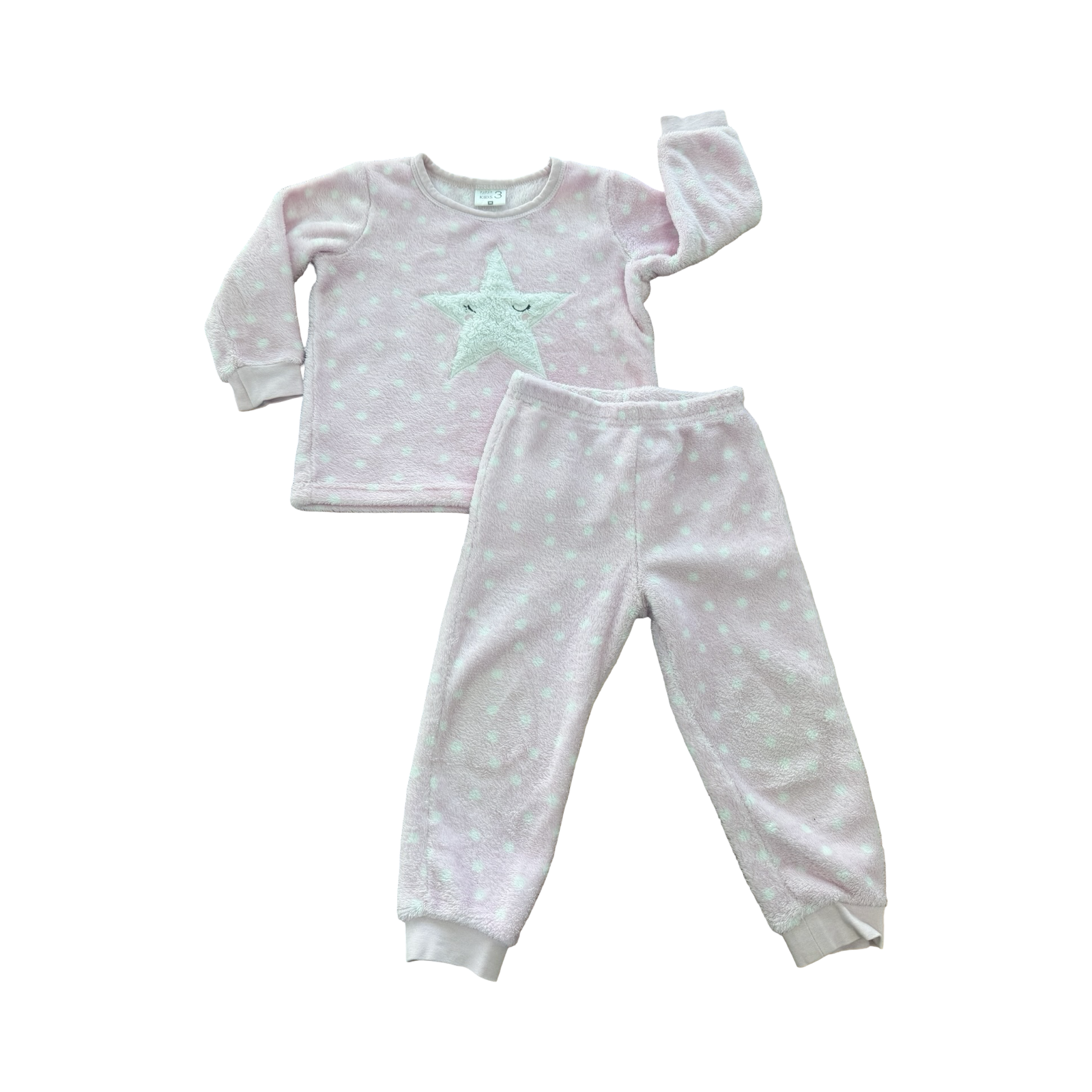 3Y Pink & White Fleece Pyjama Set - Woolworths