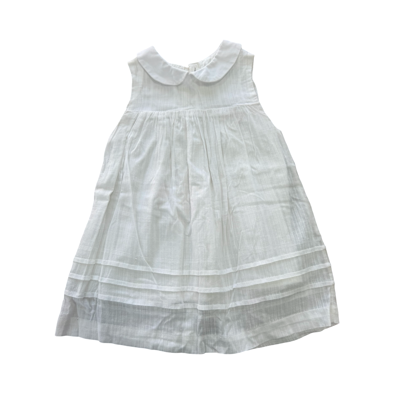 12-18M White Cotton Dress with Peter Pan Collar - Rupert & Rosie