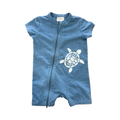 3-6M Blue Tortoise Zipper Romper - Keedo