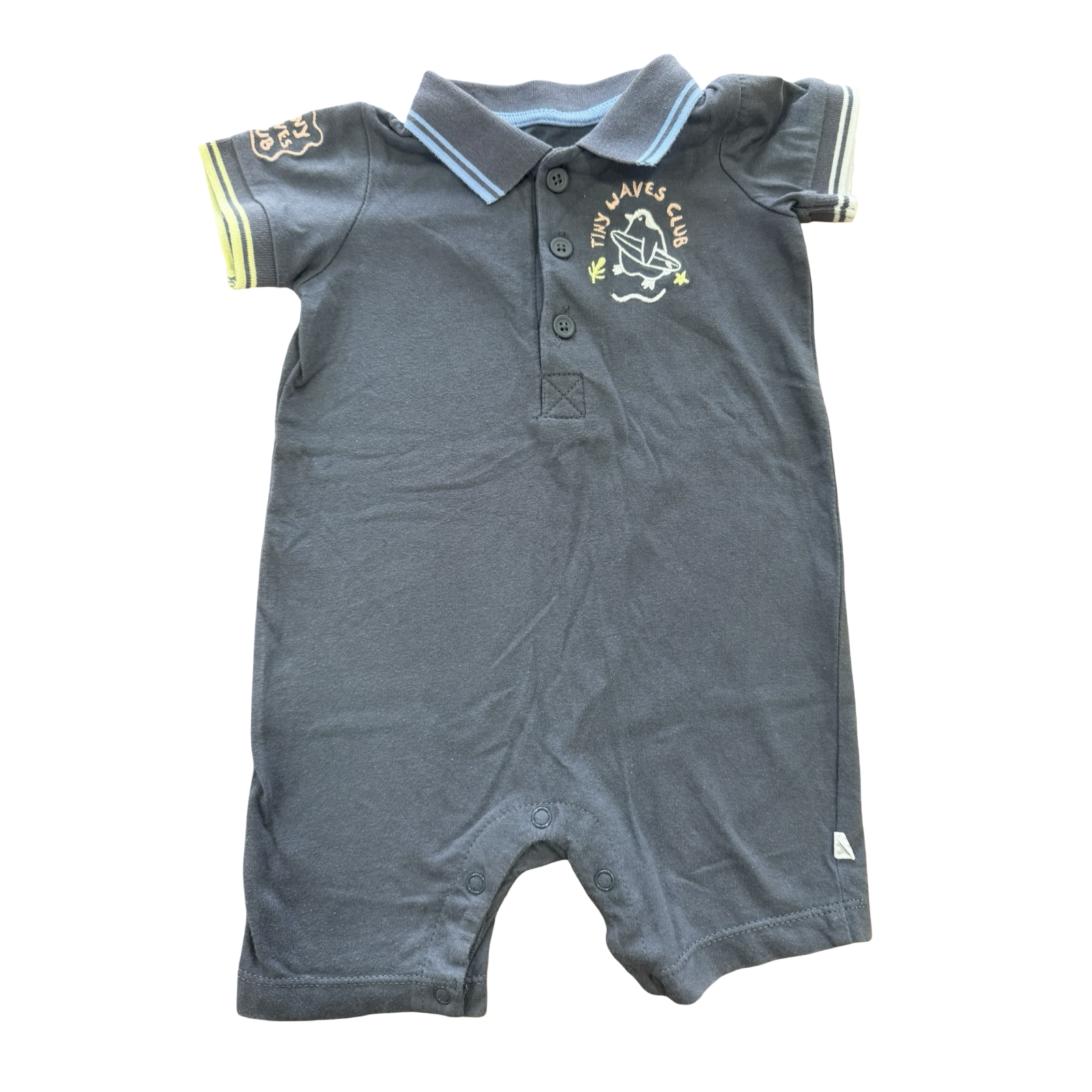 3-6M Grey Tiny Waves Club Golfer Romper - Woolworths