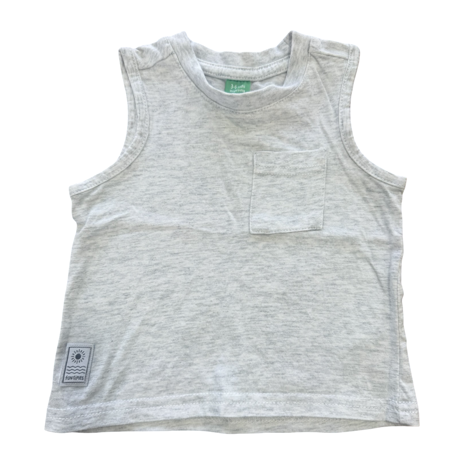 3-6M Grey Melange Sleeveless Shirt - Ackermans