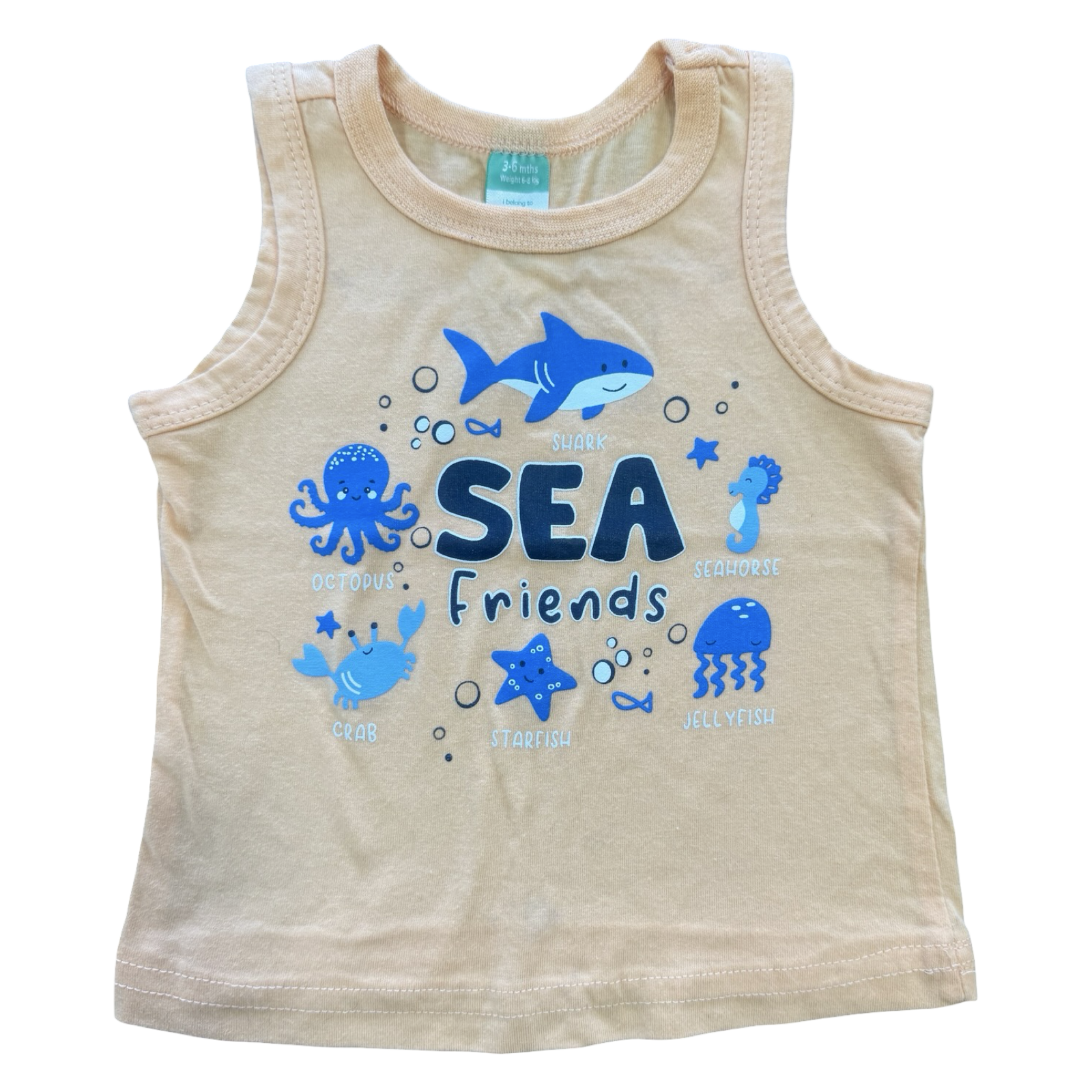 3-6M Peach Sea Friends Sleeveless Top - Ackermans
