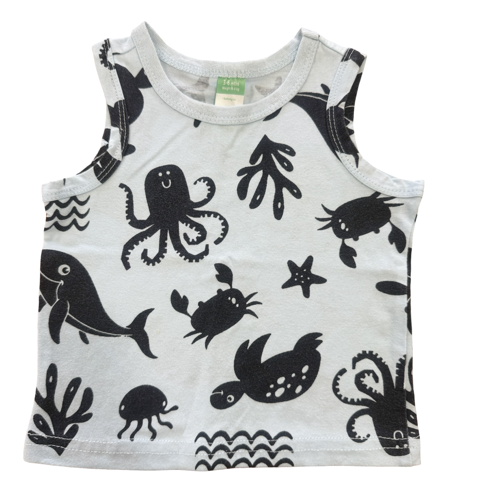 3-6M Blue Sea Theme Sleeveless Top - Ackermans