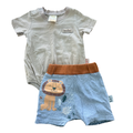 3-6M Beige Romper with Lion Shorts - Hoolies