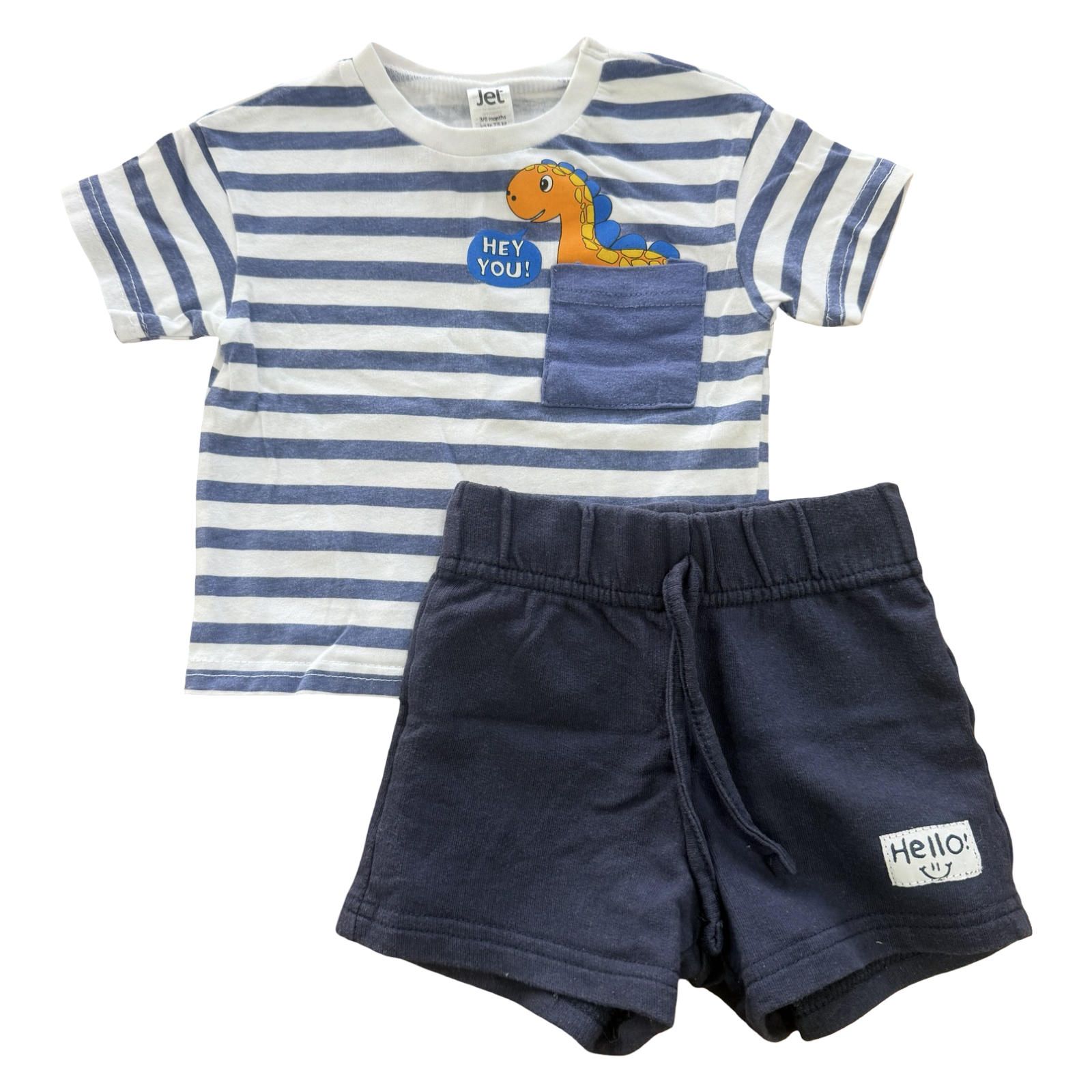 3-6M Blue & White "Hey You" Set - Jet