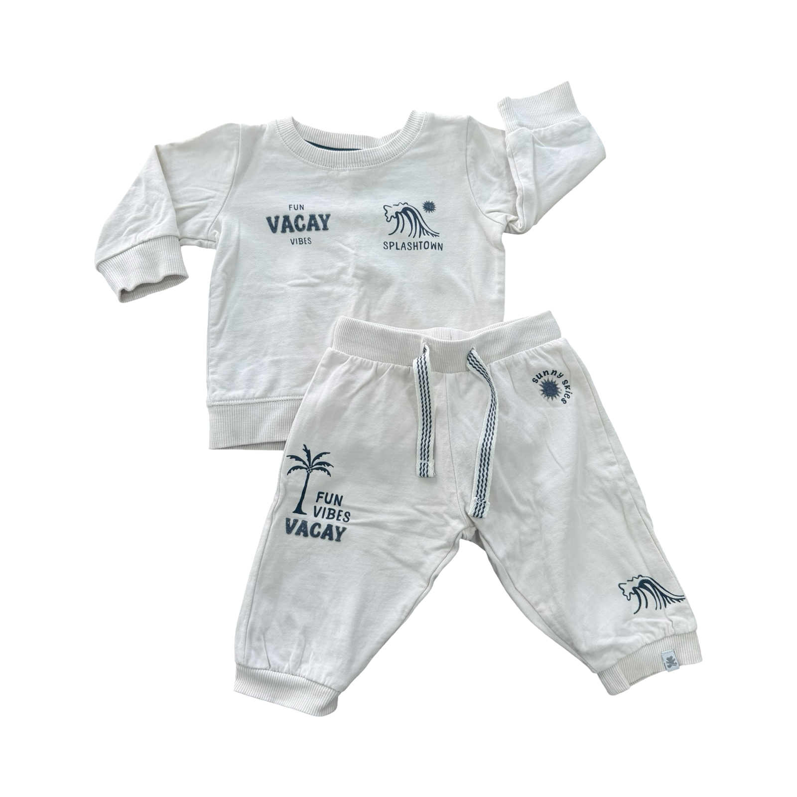 3-6M Cream Splashtown 2pc Jogger Set - Woolworths