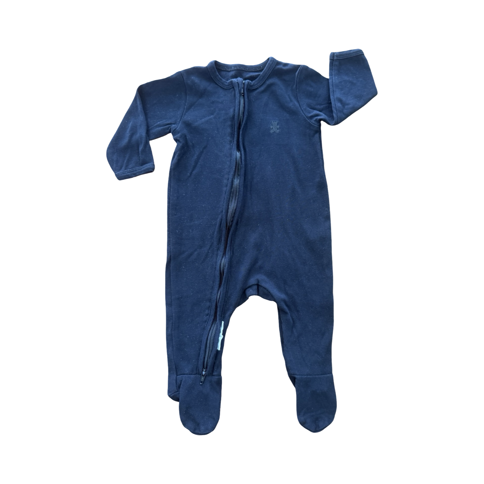 3-6M Black Cotton Zipper Onesie - Woolworths