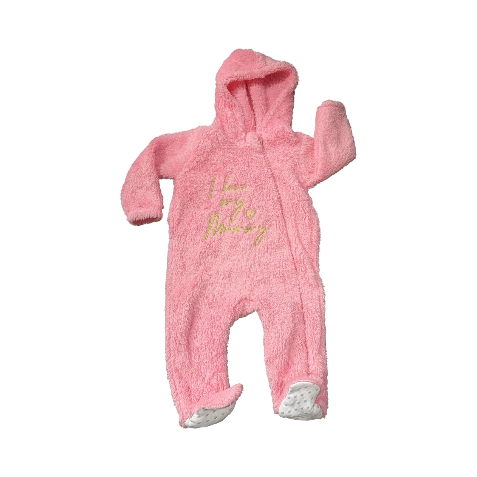 3-6M Pink & Gold I Love My Mummy Bear Fleece Onesie - Jet