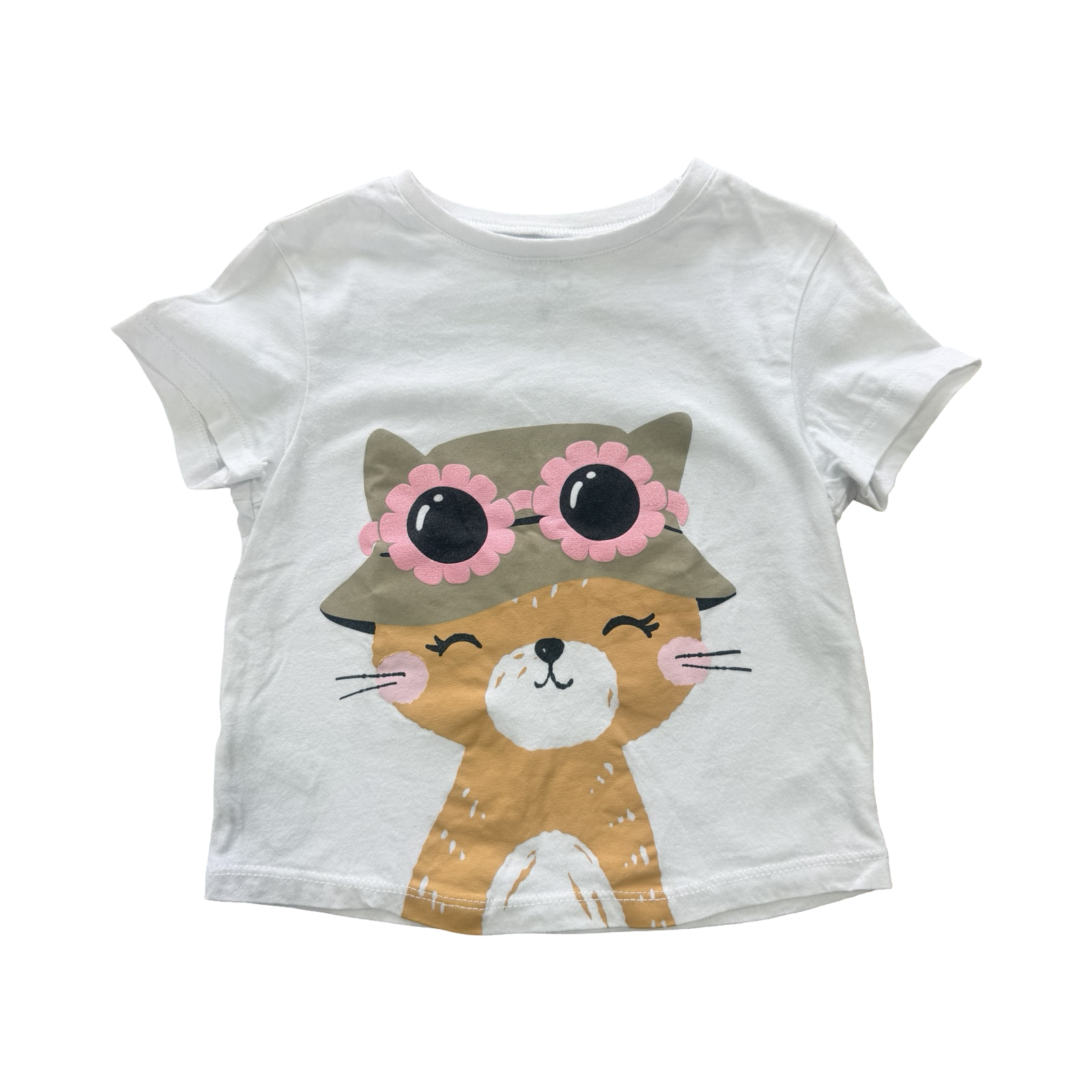 3Y White Cute Cat T-Shirt - Woolworths