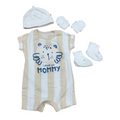 Newborn Beige & White I Love My Mummy Romper, Mittens, Boots & Beanie - Woolworths