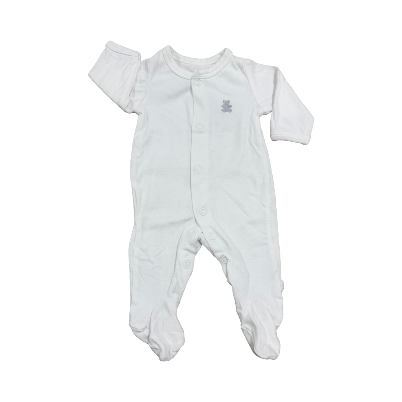 Prem White Cotton Snapper Footed Babygrow - Woolworths