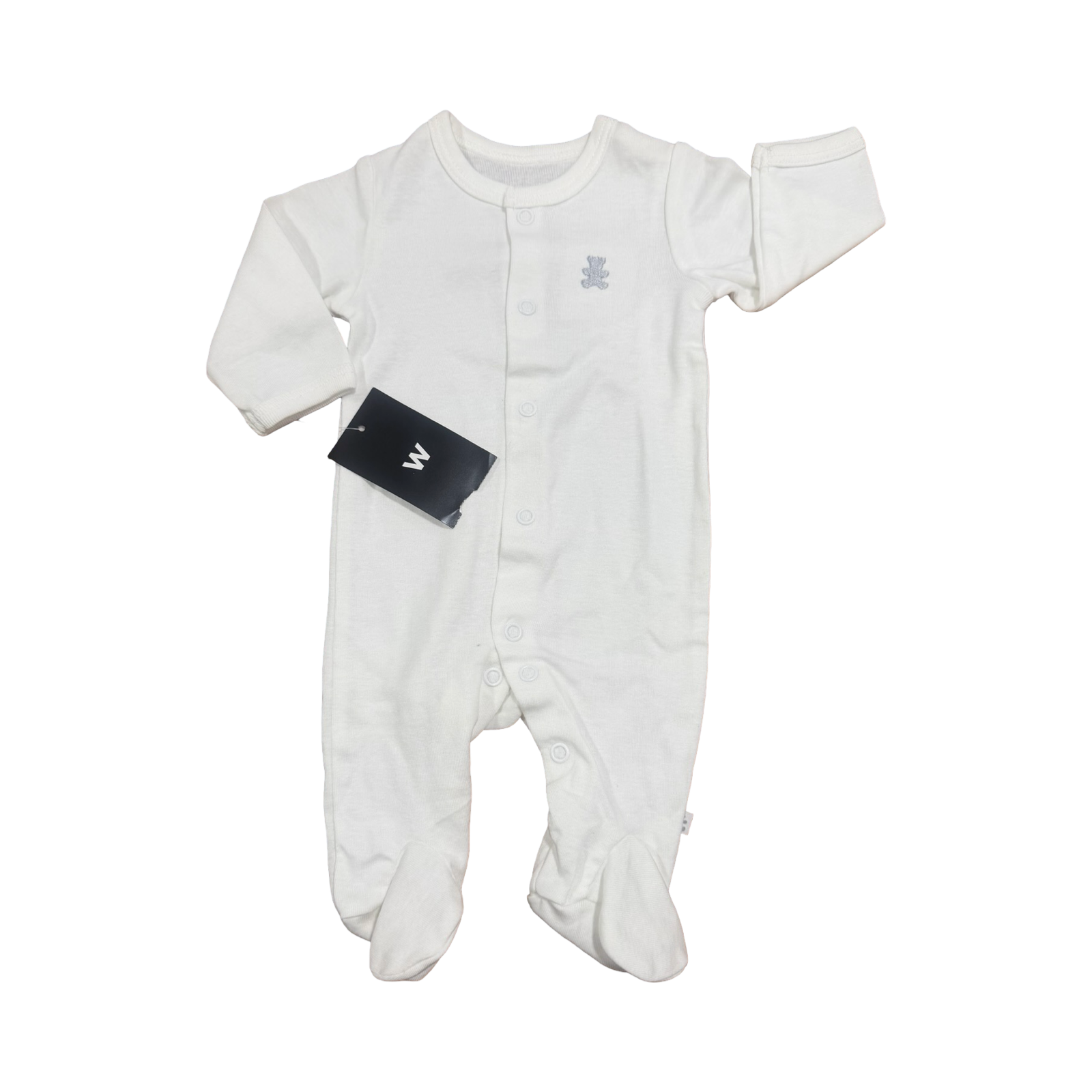 *NEW* White Cotton Snapper Footed Babygrow - Woolworths