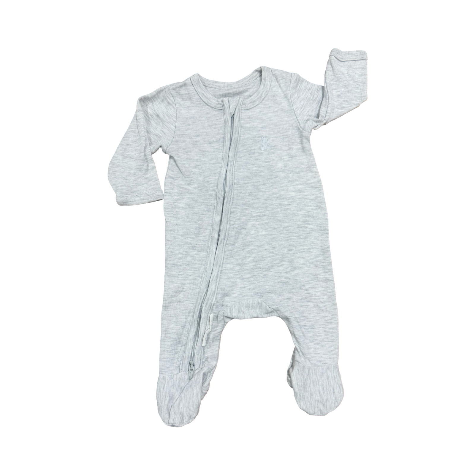 Newborn Grey Melange Zipper Cotton Babygrow - Woolworths