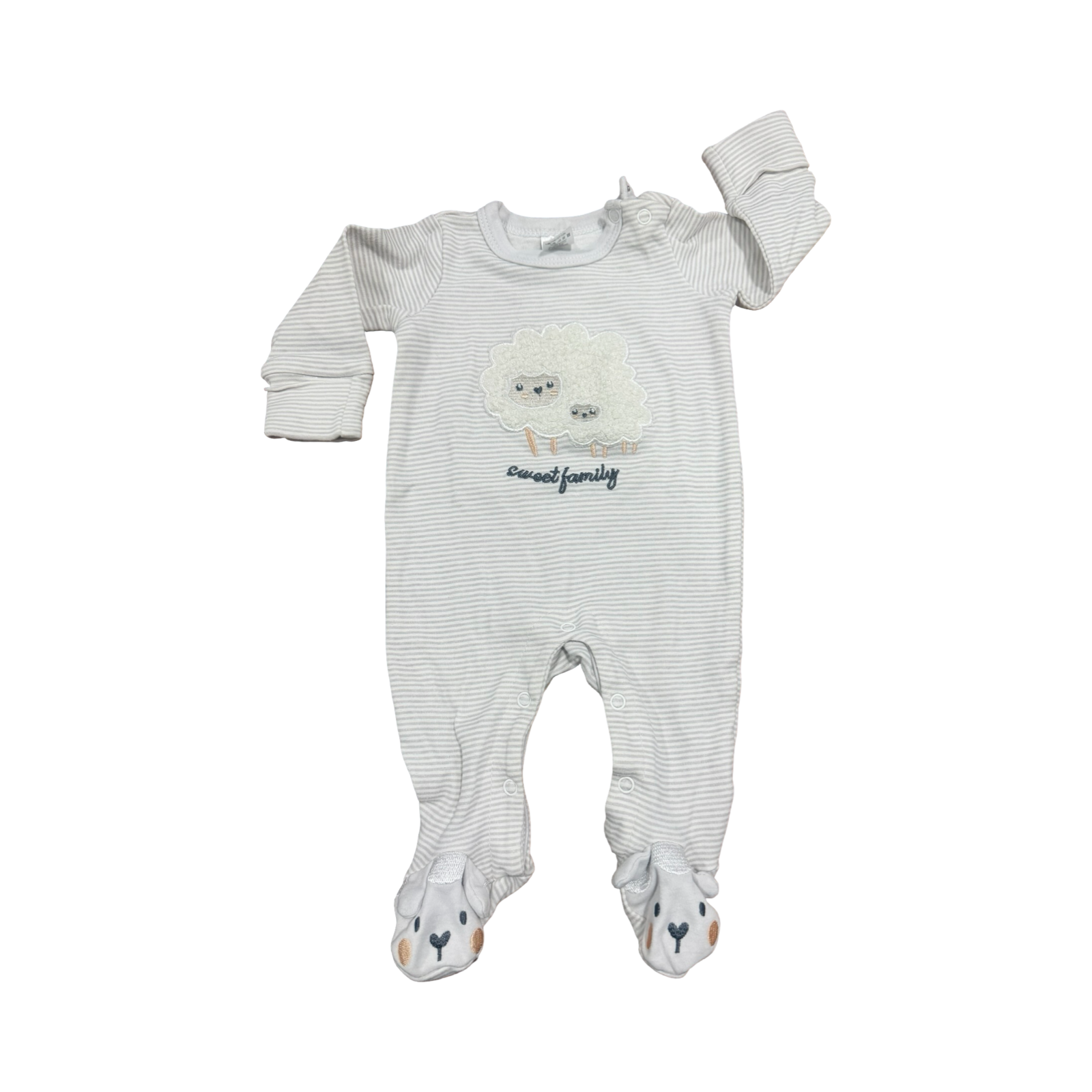 Newborn Beige & White Sheep Sweet Family Babygrow - Tiny Tots