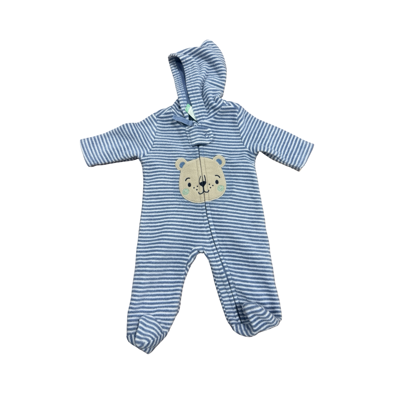 Newborn (Tiny baby) Blue & White Striped Hooded Onesie - Ackermans