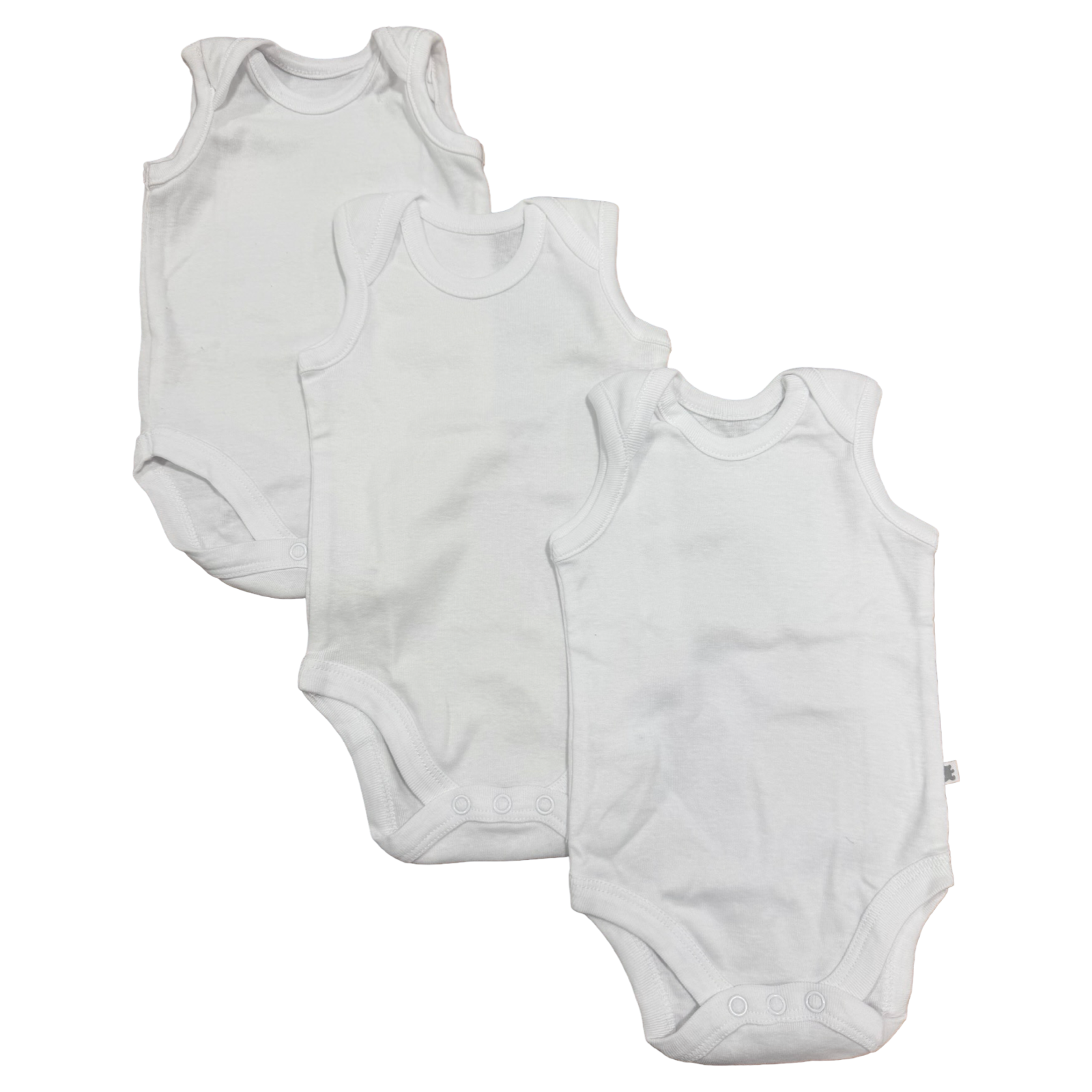 1-3M 3pc White Sleeveless Bodyvests - Woolworths