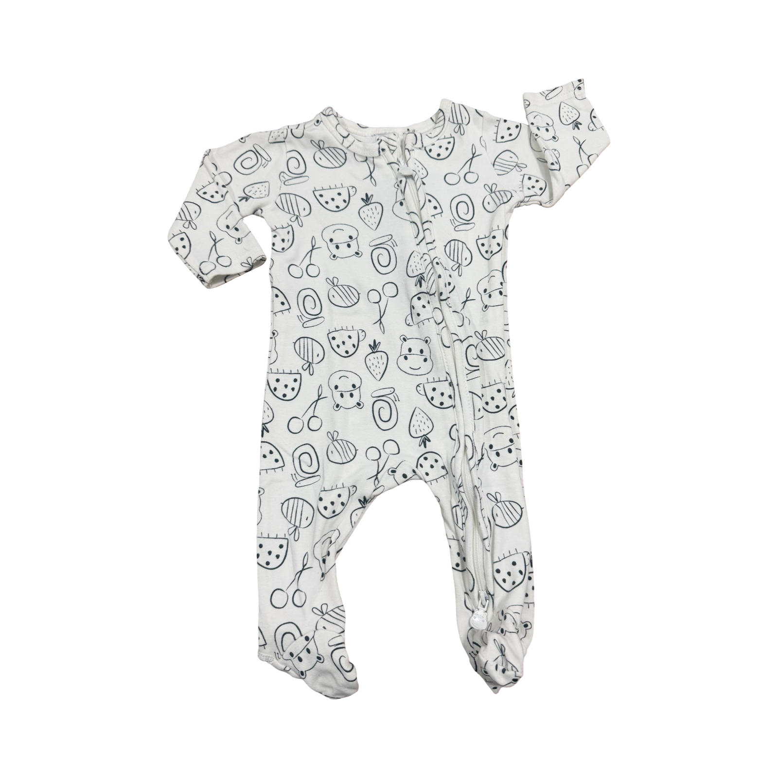 0-3M Black & White Patterned Zipper Babygrow - Woolworths