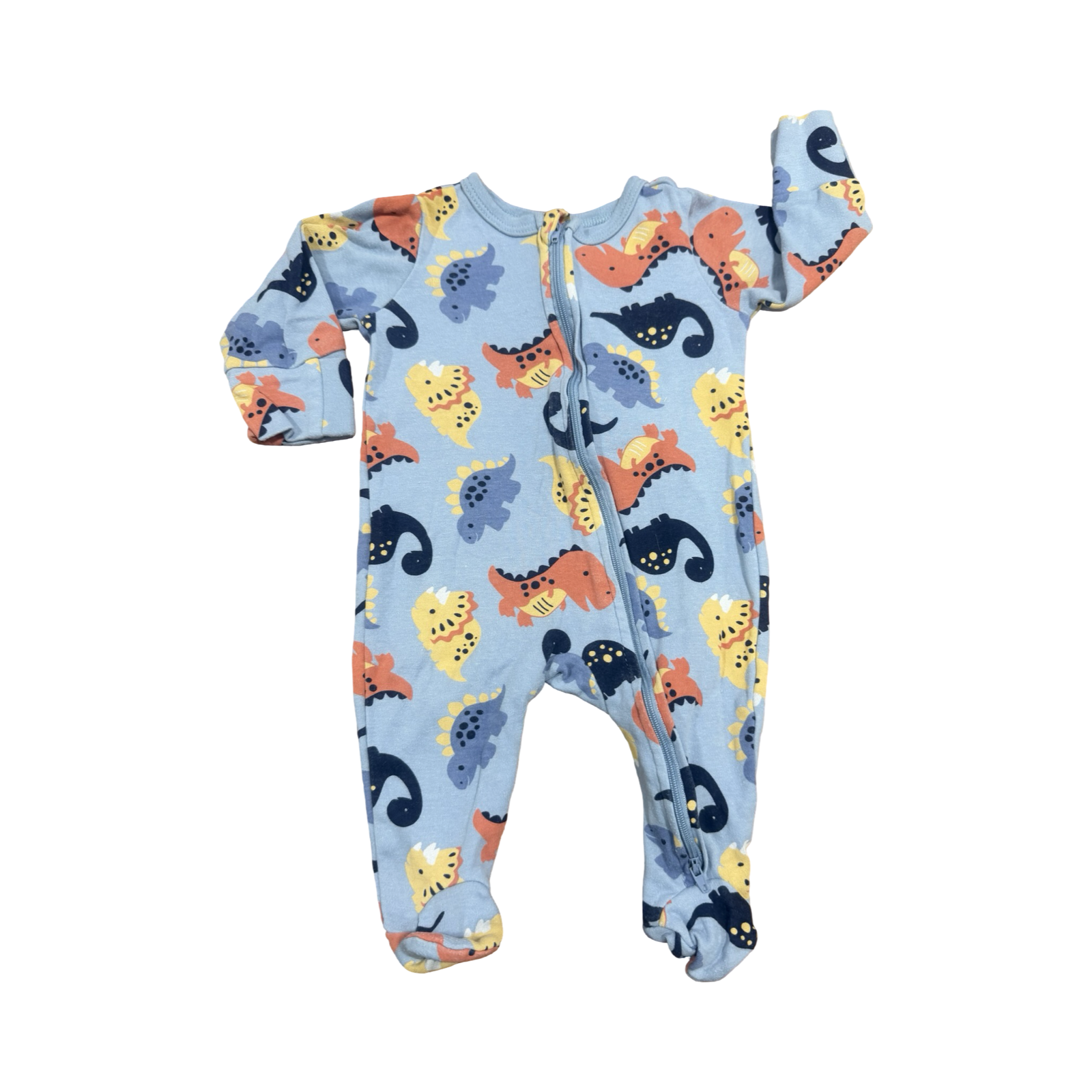 0-3M Blue Dinosaur Zipper Babygrow - Ackermans