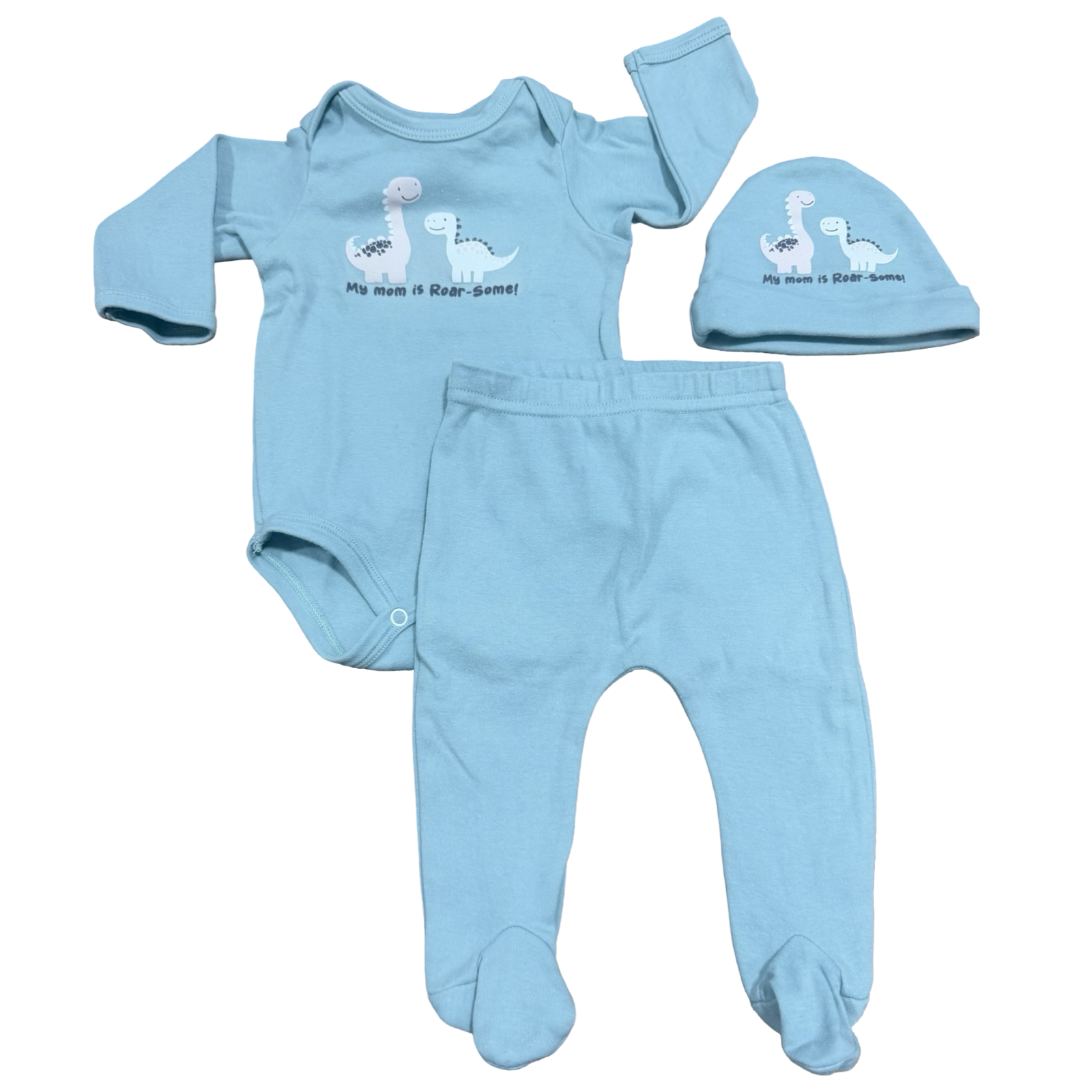 0-3M Green 3pc "My Mom Is Roar-Some" Set - Jet