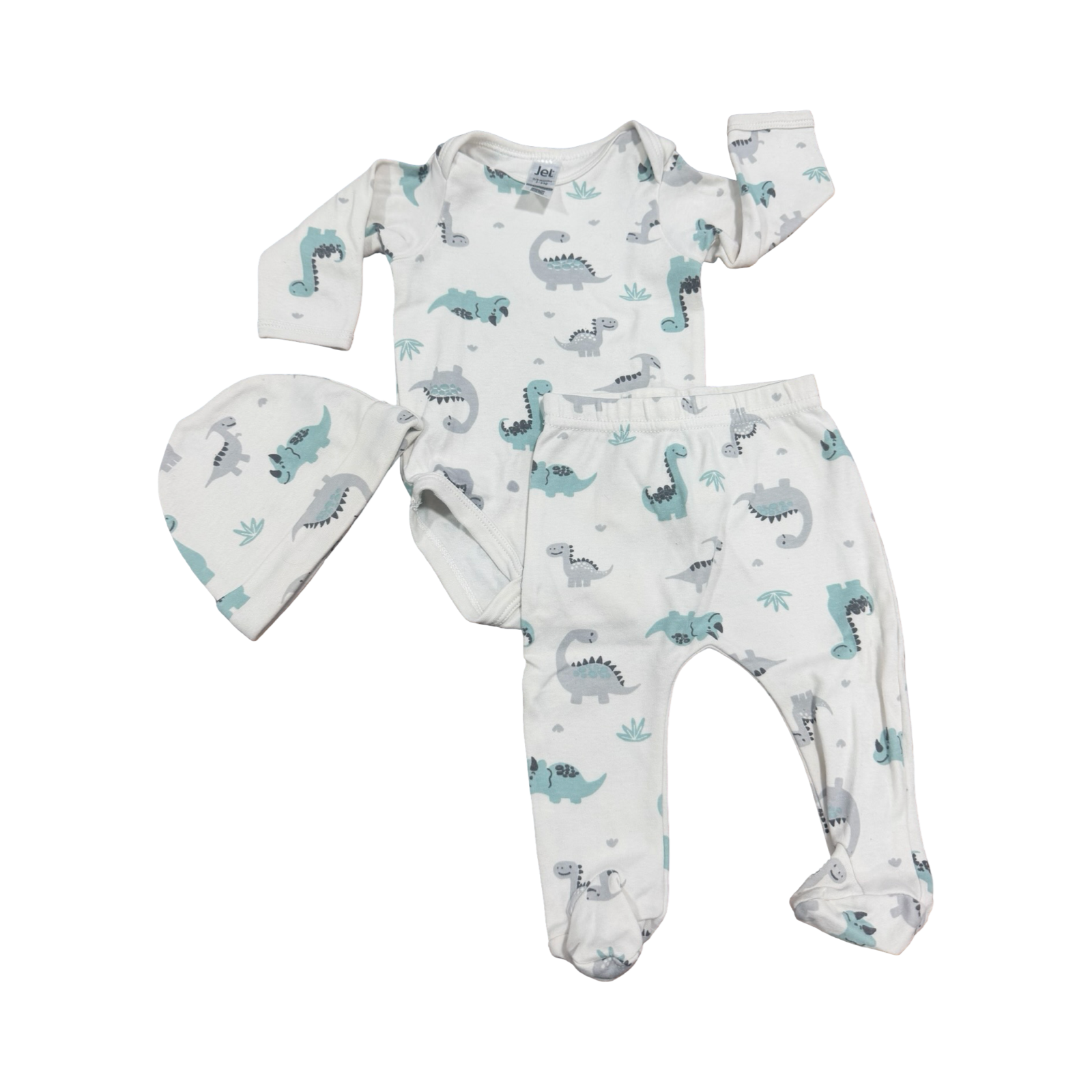 0-3M 3pc Cream Dinosaur Set - Jet