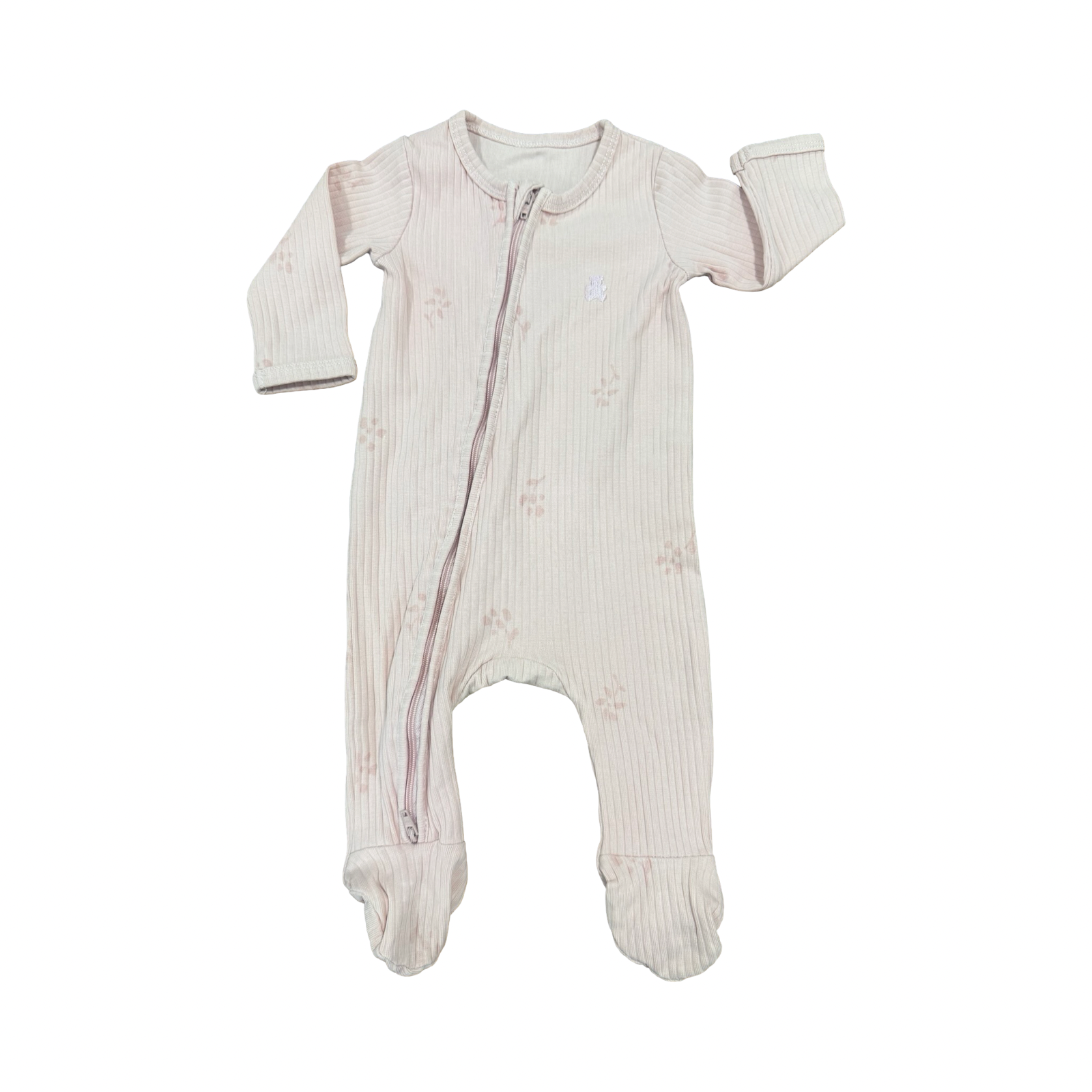 1-3M Pink Ribbed Footed Babygrow - Woolworths