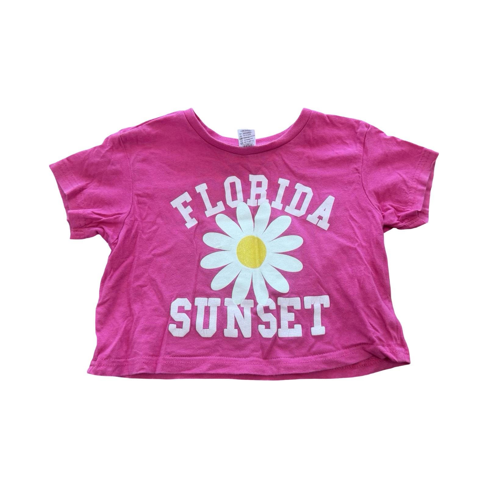 3-4Y Pink Florida Sunset Cropped T-Shirt - Jet