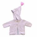 0-3M Pink Knitted Jacket with Cute Pointed Pom Pom Hoodie - Anko
