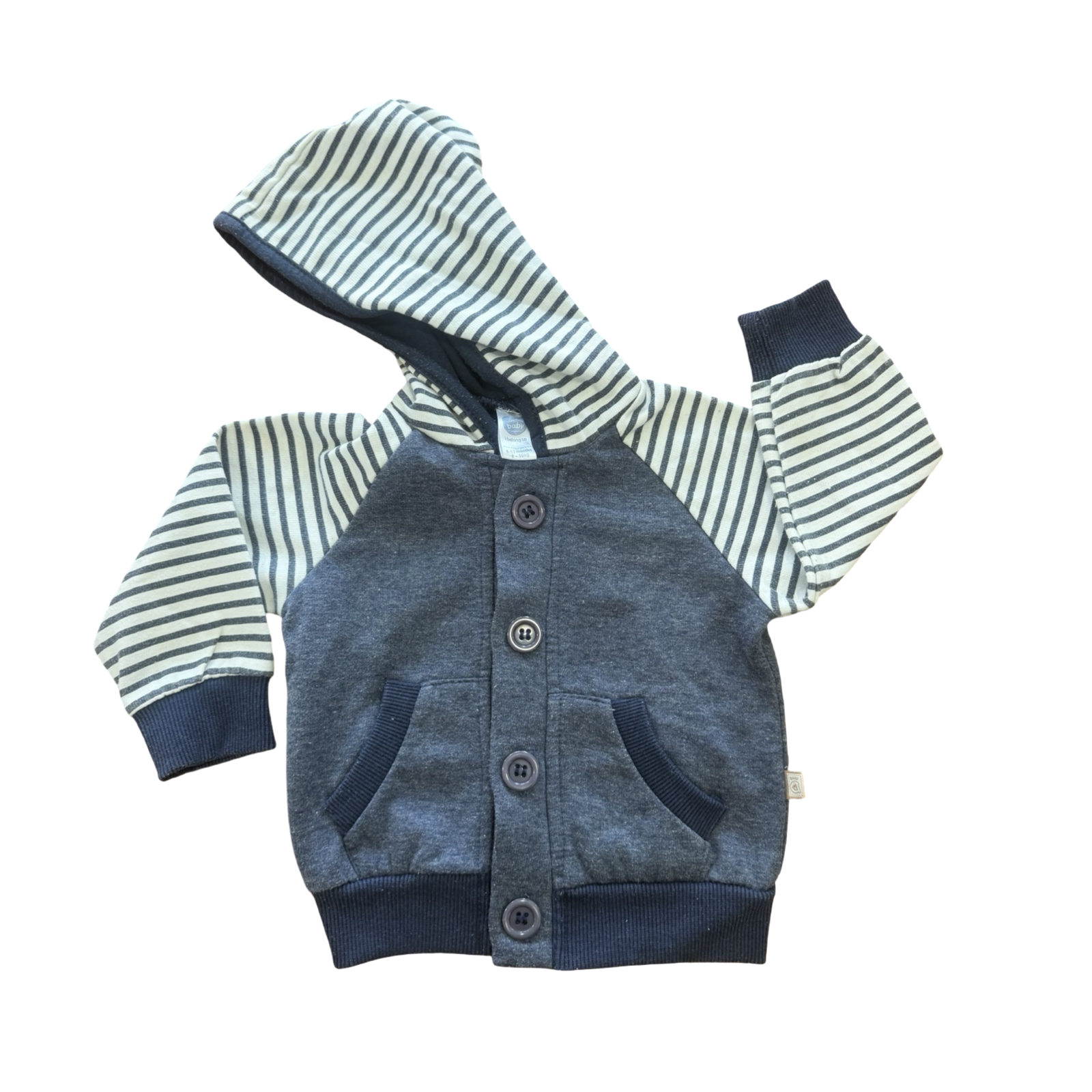 6-12M Blue & White Hooded Jacket - Ackermans