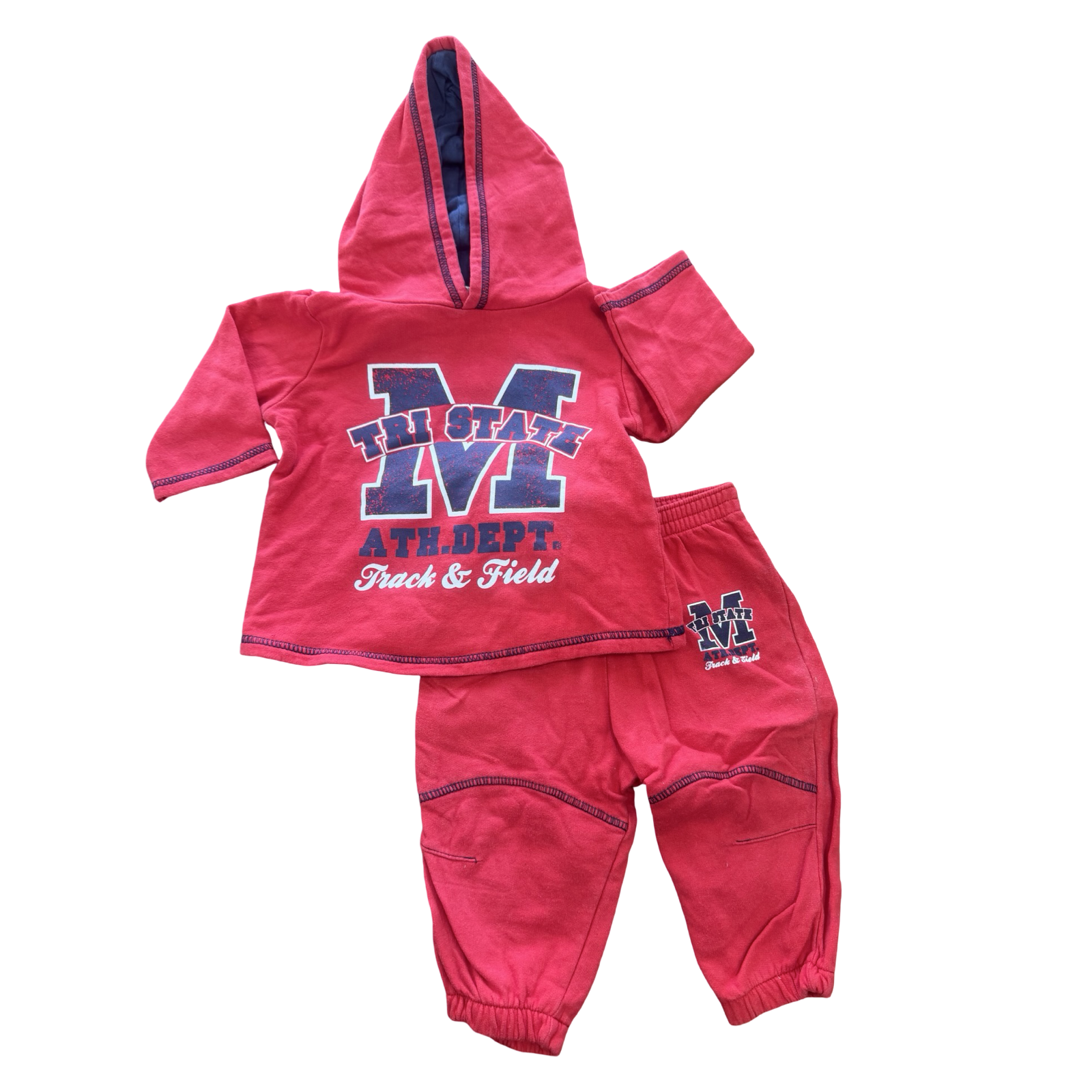 6-12M Red & Navy Tri State Hoodie & Pants - Real Kids