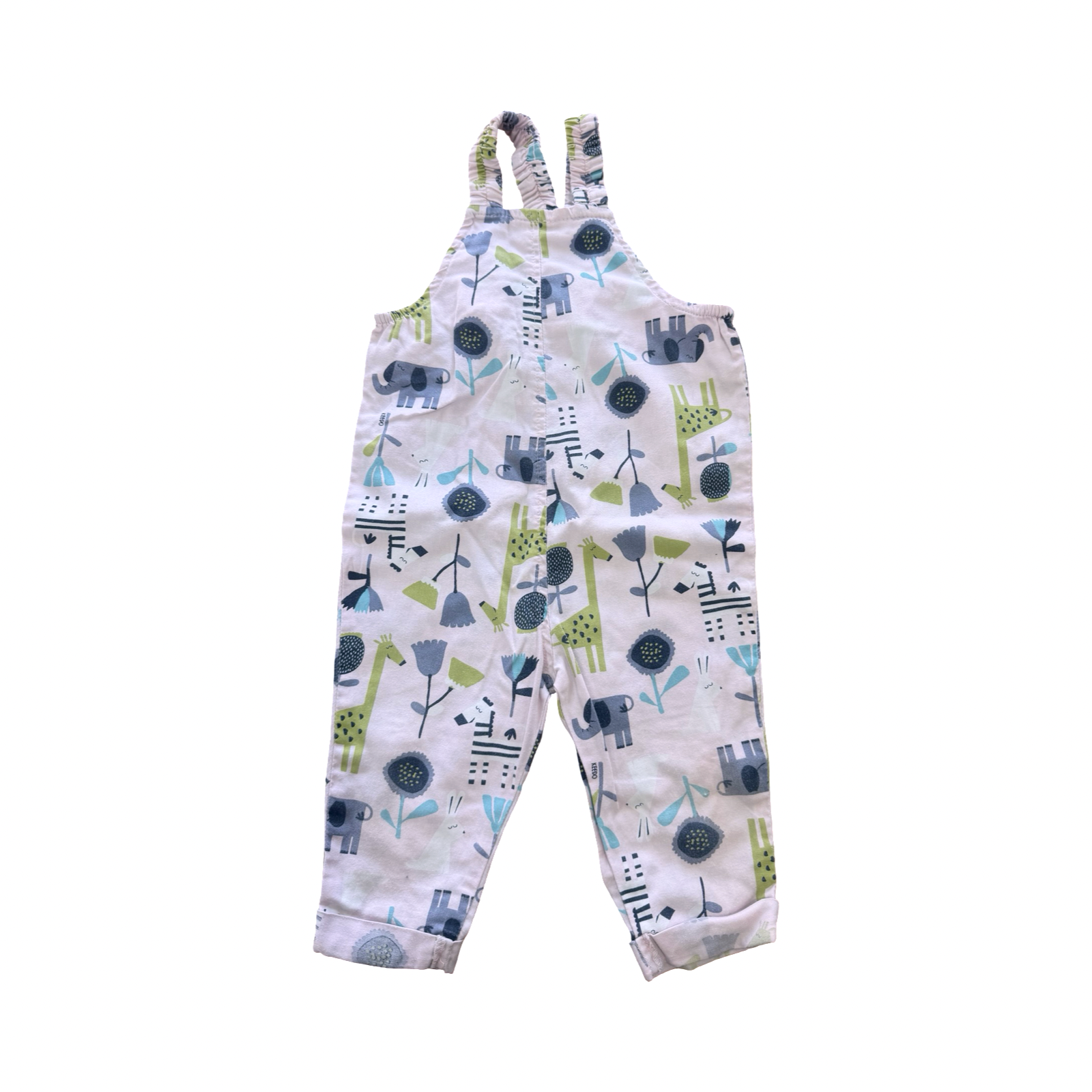 6-12M Zoo Animal Light Pink Cotton Dungaree - Keedo