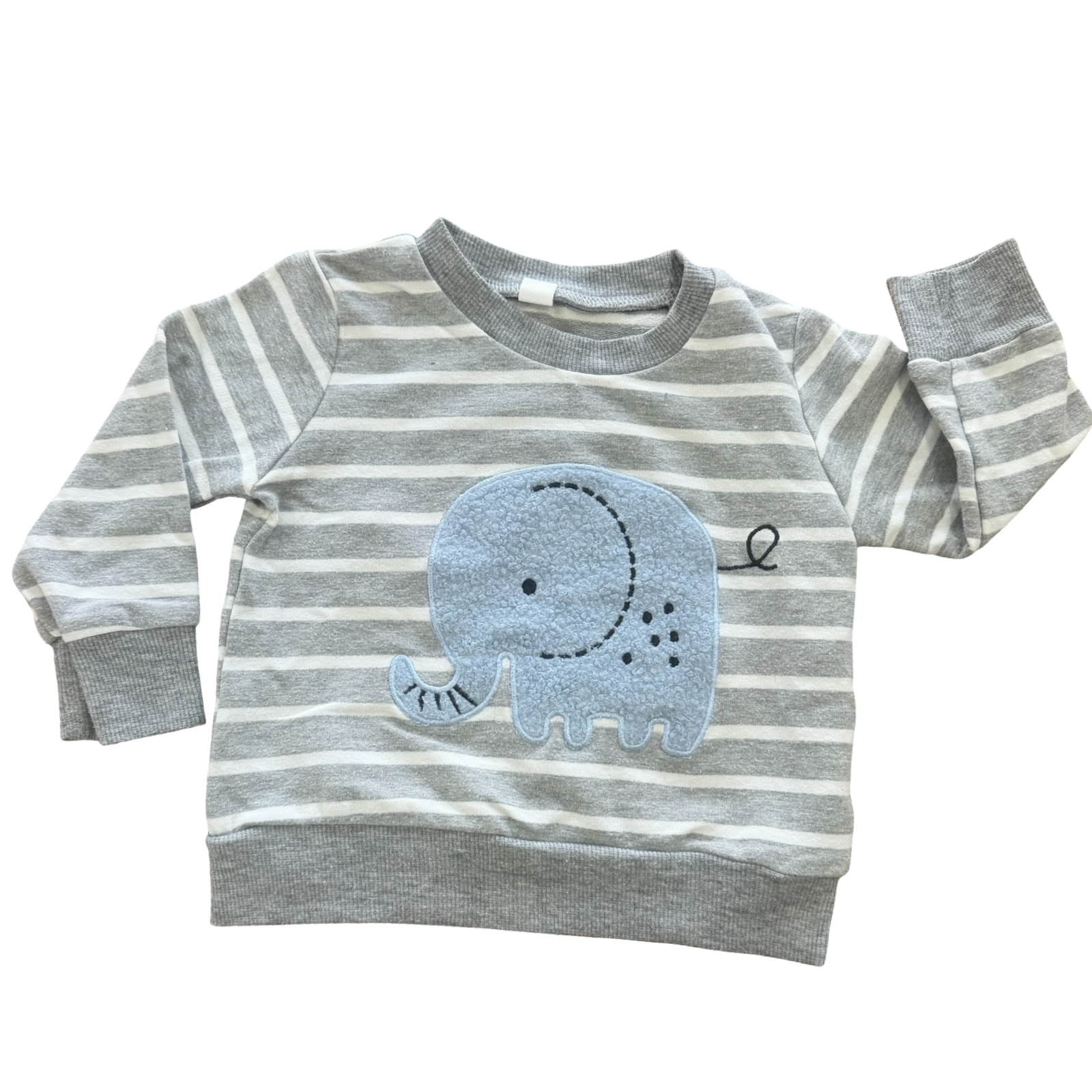 6-9M Grey, White & Blue Elephant Sweater Top