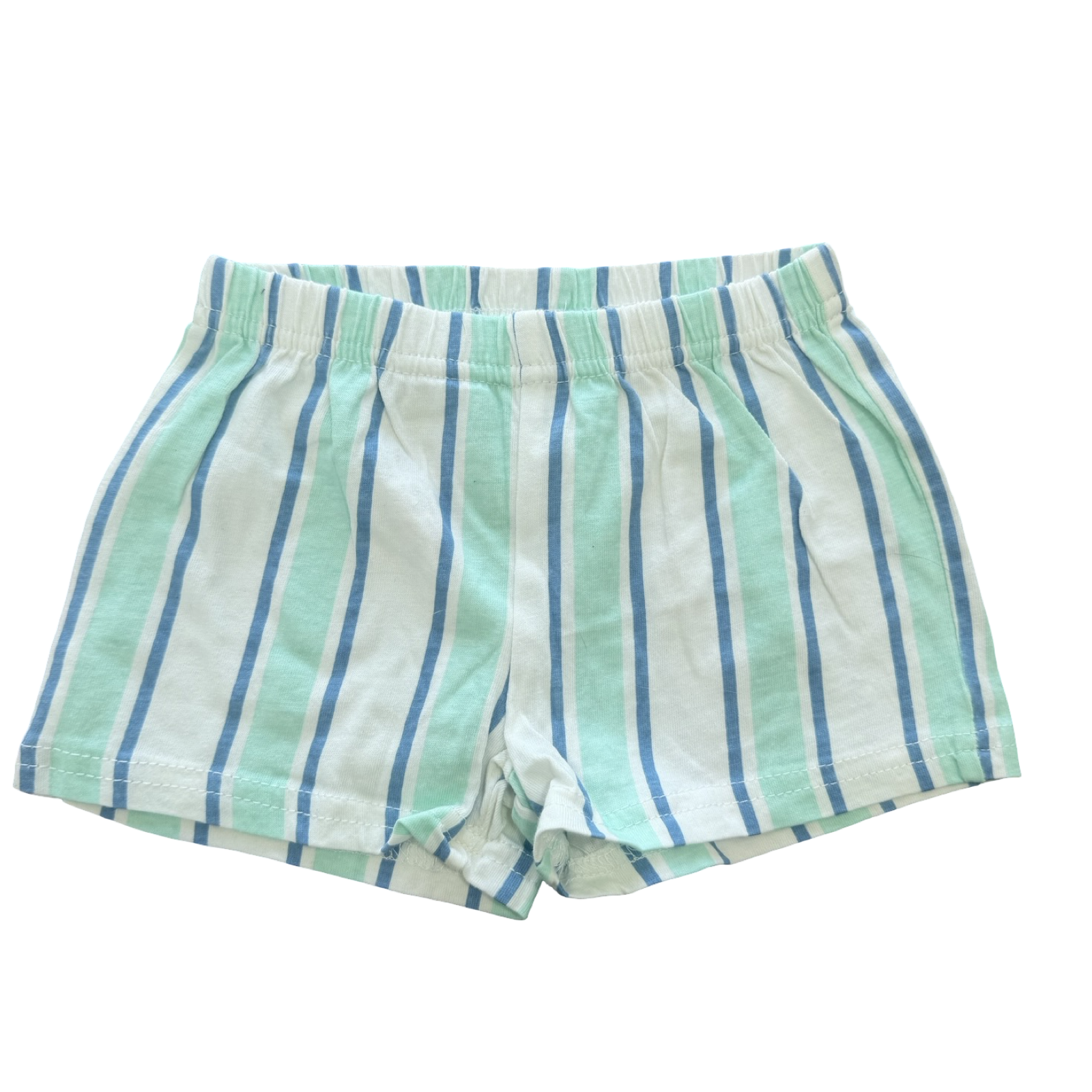 3-6M Green, Blue & White Stripe Shorts - Tiny Tots