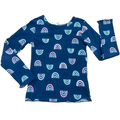 6-7Y Blue Rainbow Ribbed Long Sleeve Top - Real Kids