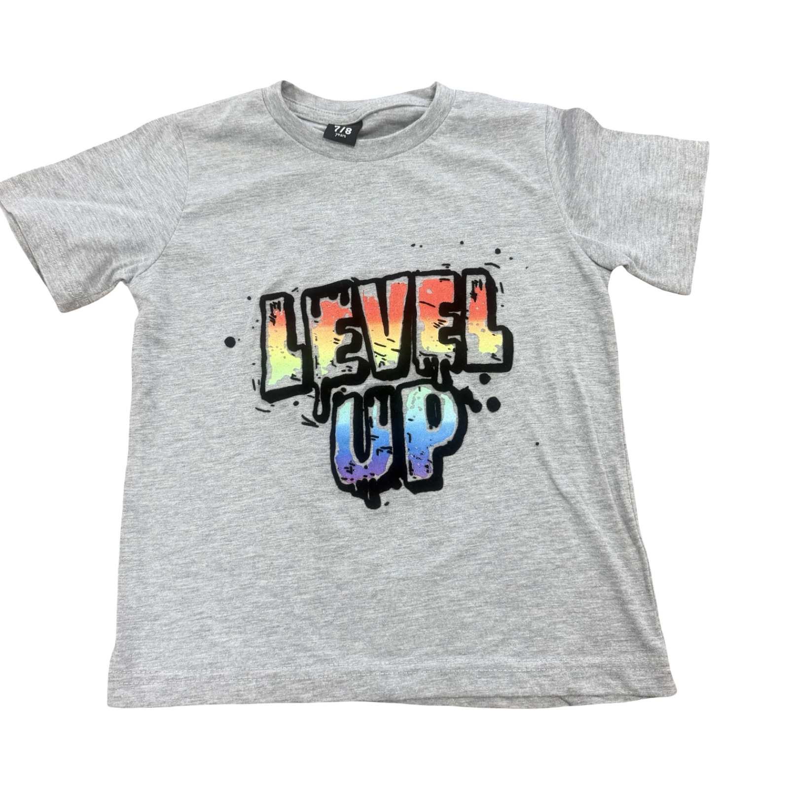 7-8Y Grey Level Up T-Shirt - Zero