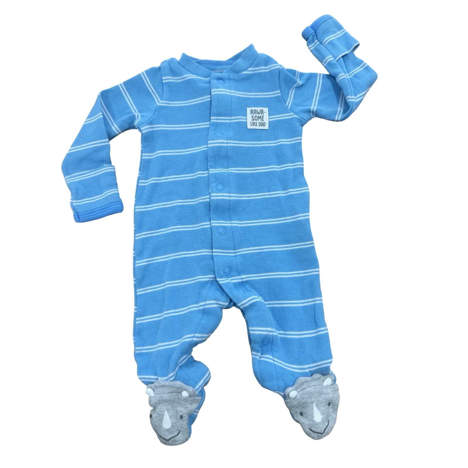 Newborn Blue & White Rhino Babygrow - Carter's