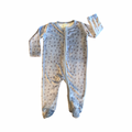6-12M Blue Fleece Spotted Zip Onesie - Tiny Tots