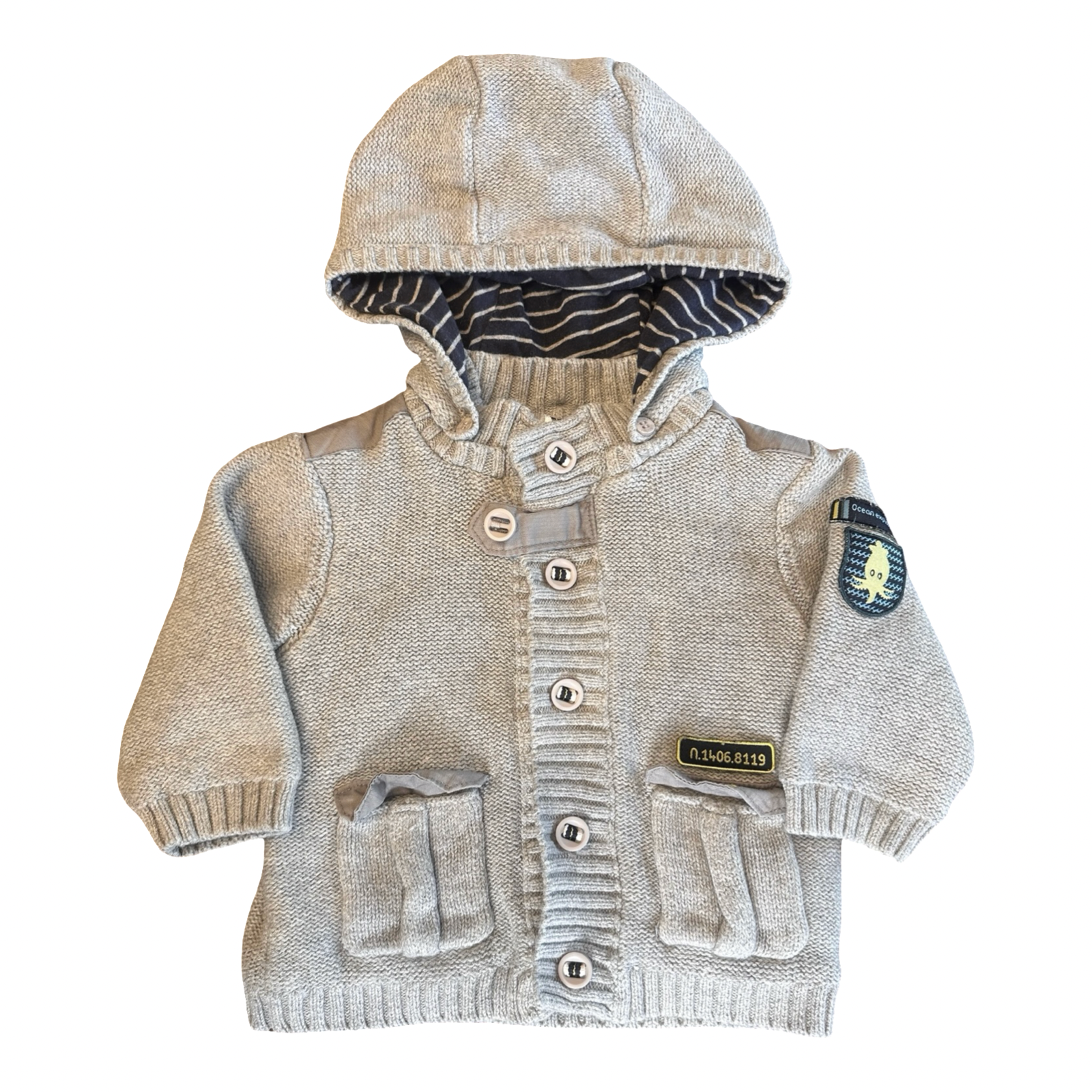 6M Grey Lined Hooded Cardigan - OBAÏBI