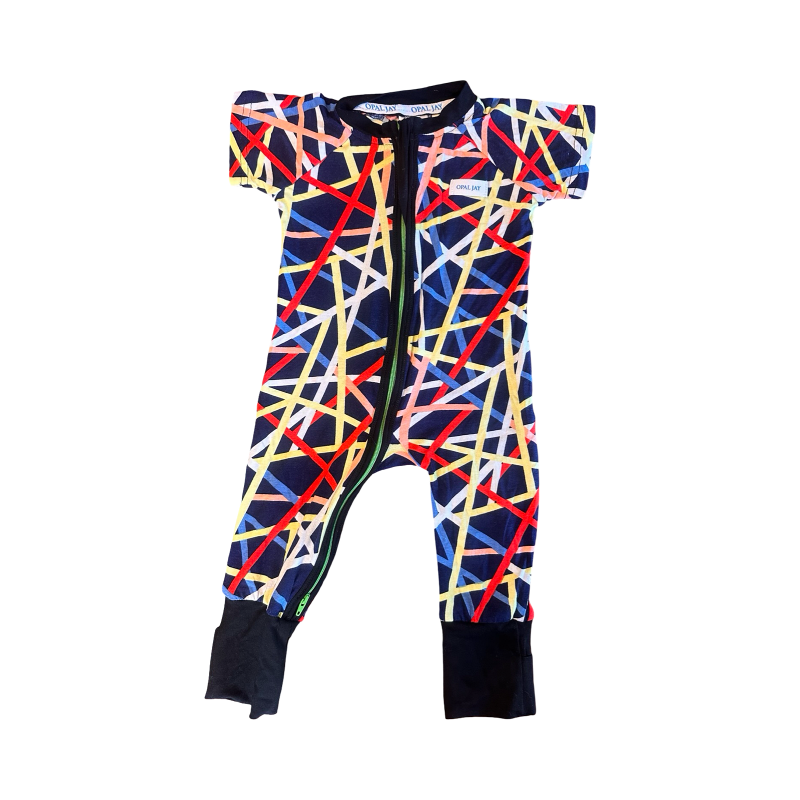 3-6M Multicoloured Super Soft Zip Babygrow - Opal Jay