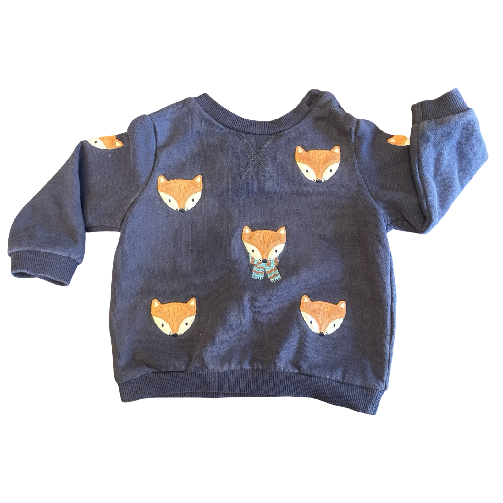 6-9M Navy Fox Sweater Top - John Lewis