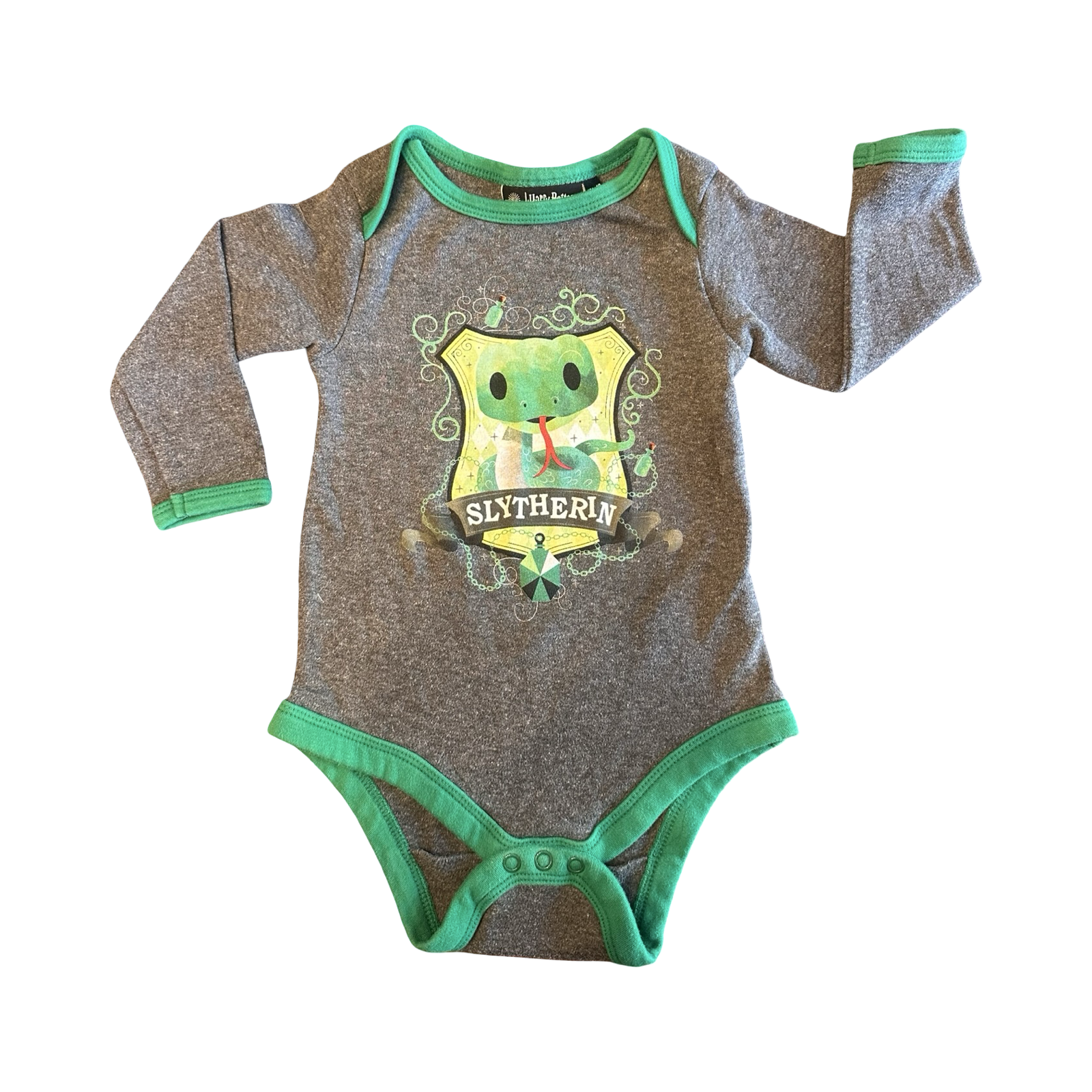 12-18M Grey & Green Slytherin Bodysuit - Harry Potter