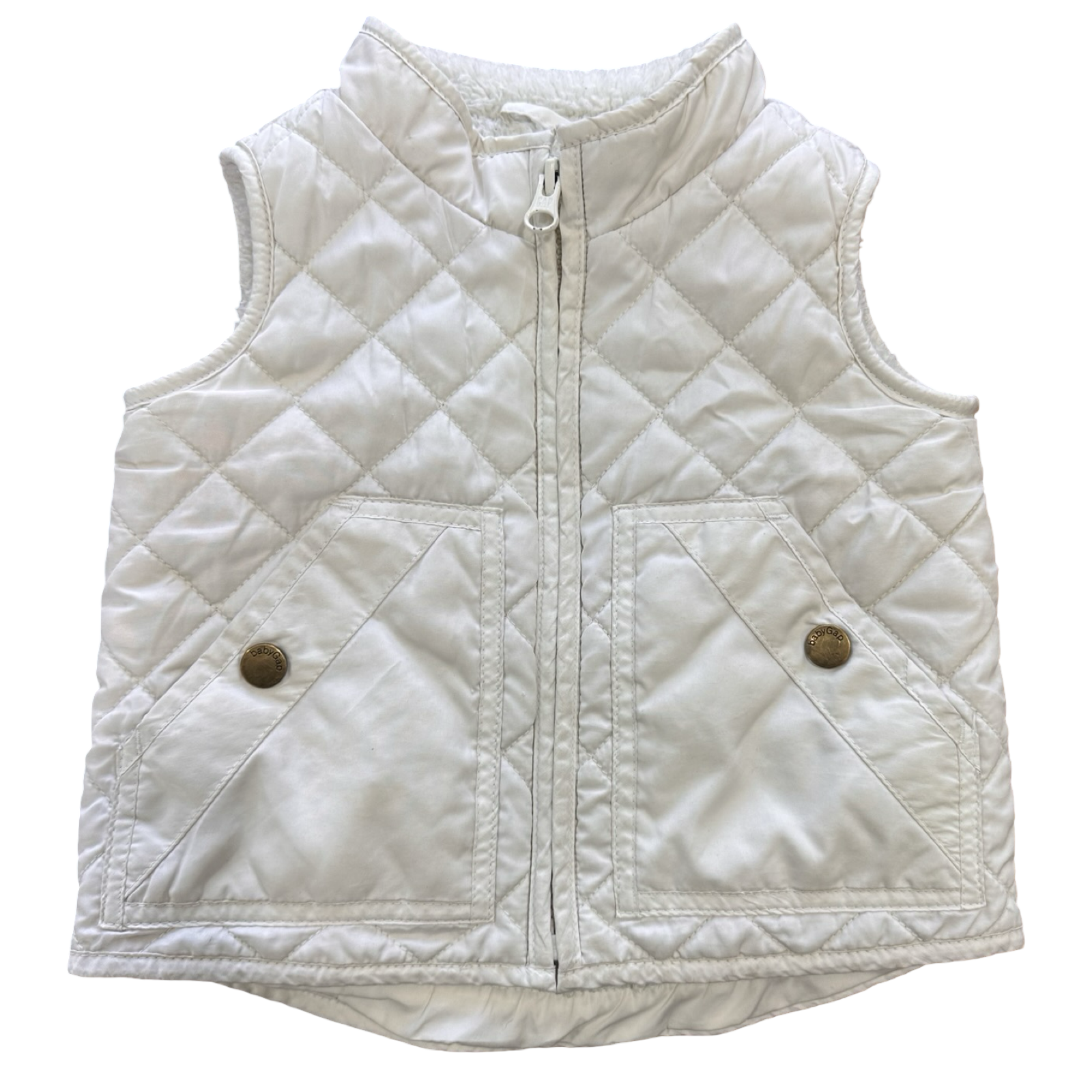 18-24M Cream Puffer Fleece Lined Gilet - Baby Gap