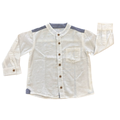 18-24M White and Blue Mandarin Collar Buttoned Shirt - Woolworths