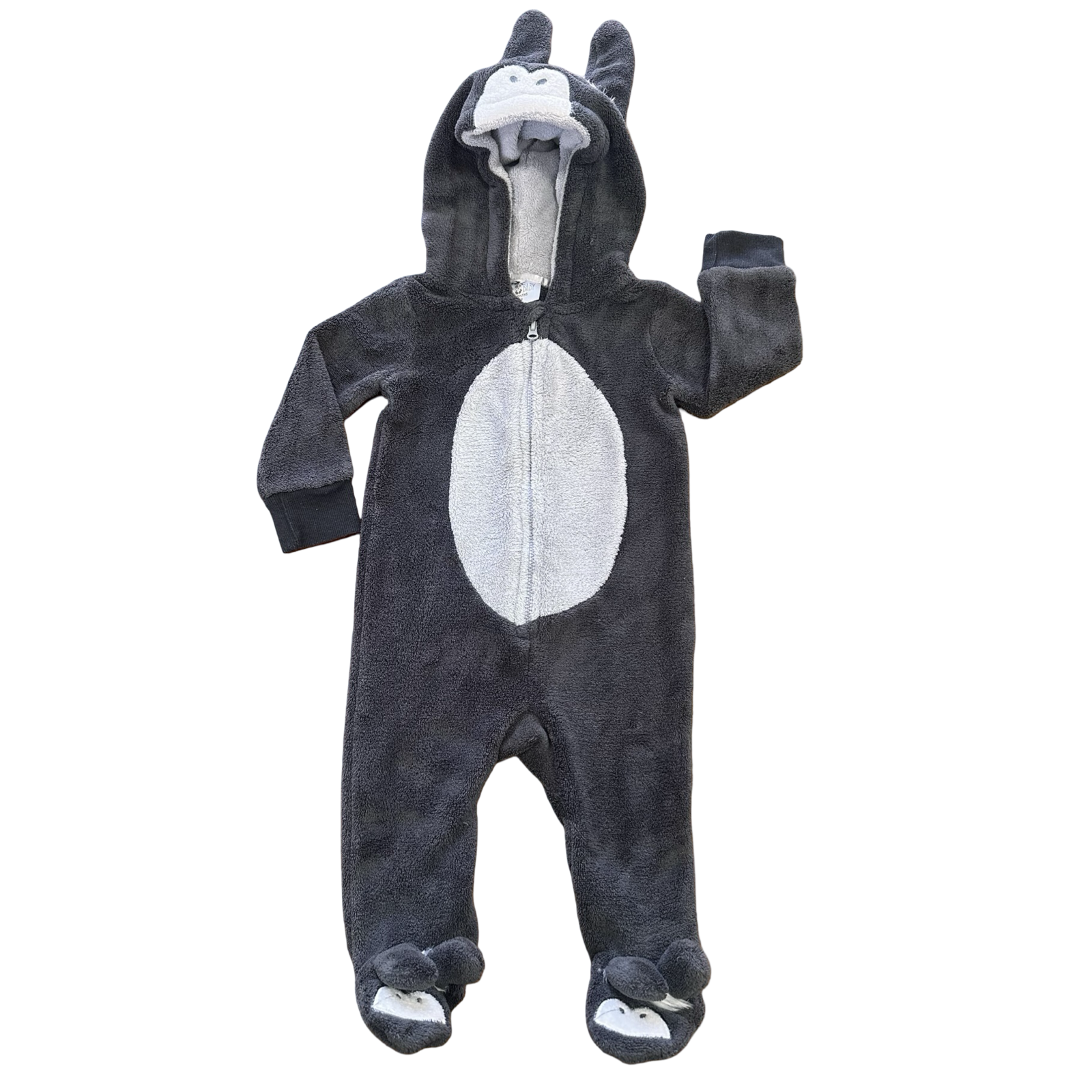 3-6M Grey Donkey Fleece Onesie - Real Baby