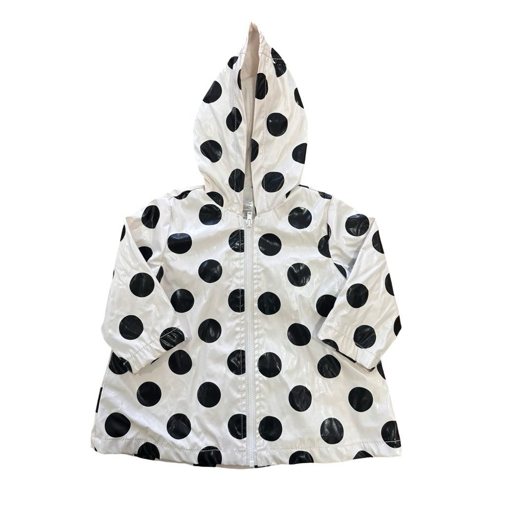 6-12M White & Black Polka Dot Vinyl Jacket - Little Me