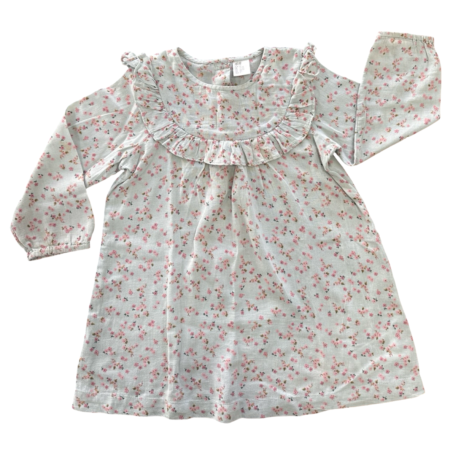 18-24M Light Blue Floral Dress with Frills - H & M